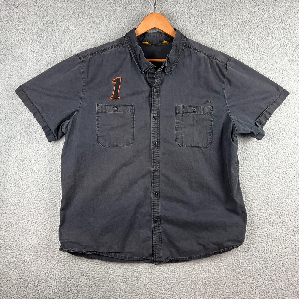Harley Davidson Shirt Mens 2xl Faded Black Garage Motorcycle #1 Embroidered